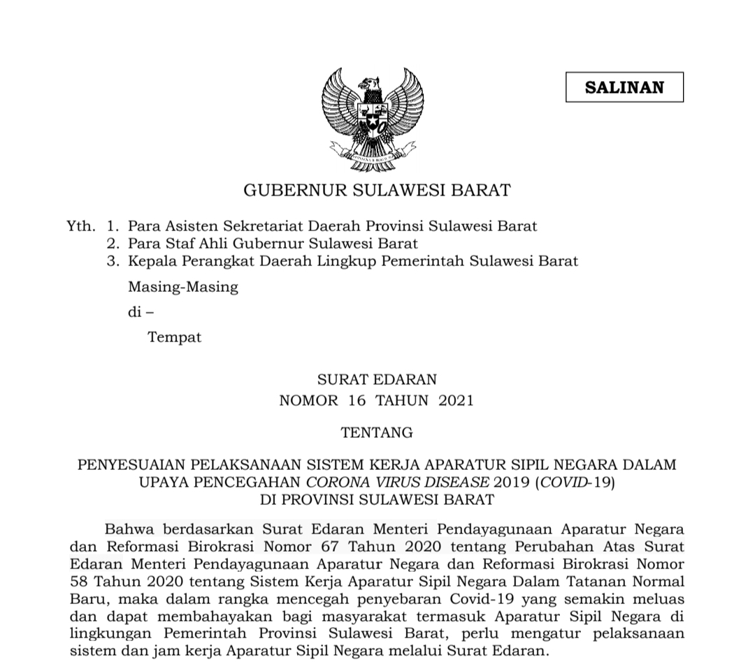 Surat Edaran Gubernur Ttg WFH